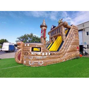 Customized Color Inflatable Trampoline Combo Slide with Wooden Bouncy Castle and Slide