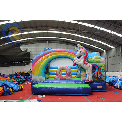 Customized Size 3D Rainbow Unicorn Castle Water Slide Combination Perfect for Parties