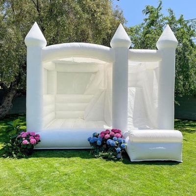 Outdoor Kids Party Must-Have White Inflatable Wedding Bounce House with Slide