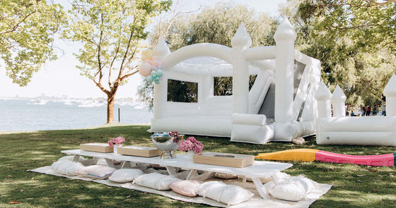Outdoor Kids Party Must-Have White Inflatable Wedding Bounce House with Slide