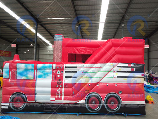 Unisex Kids' Inflatable Fire Station Theme Bouncer House with Jumping Slide Combo