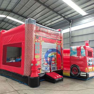 Fire Station Truck Inflatable Bouncer Slide Combo for Party Rentals Age Range 14 Years up