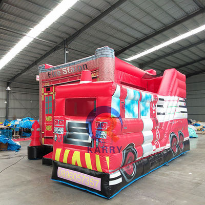 Fire Station Truck Inflatable Bouncer Slide Combo for Party Rentals Age Range 14 Years up