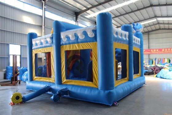 Unisex Outdoor Playground 5*5m Commercial Inflatable Dolphin Bounce House with Slide