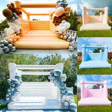 Hand Drawn White Jumping and Sliding Inflatable Bouncer Ideal for Commercial Parties