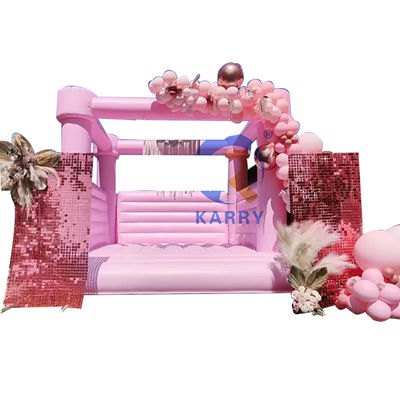 Wedding Party Bouncy Castle Portable and Durable Light Pink Inflatable Trampoline