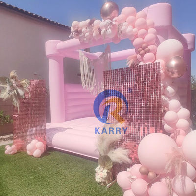 Wedding Party Bouncy Castle Portable and Durable Light Pink Inflatable Trampoline