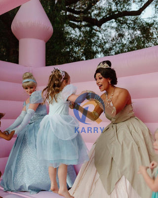 Unisex Light Pink Inflatable Jumping Castle for Wedding and Birthday Celebration Fun