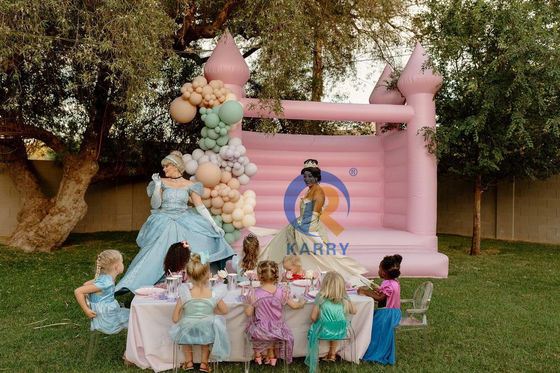 Unisex Light Pink Inflatable Jumping Castle for Wedding and Birthday Celebration Fun