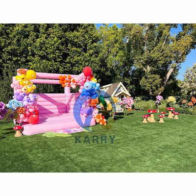 Girls' Wedding and Birthday Party Inflatable Pink Jumping Castle with Blower Included