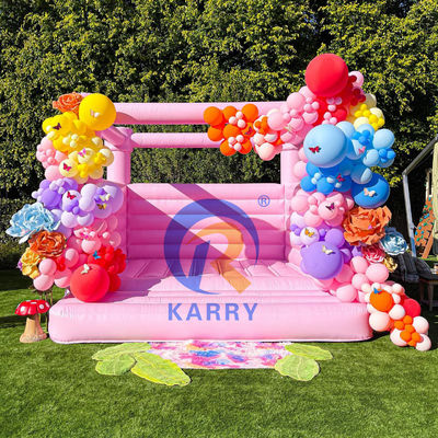 Girls' Wedding and Birthday Party Inflatable Pink Jumping Castle with Blower Included
