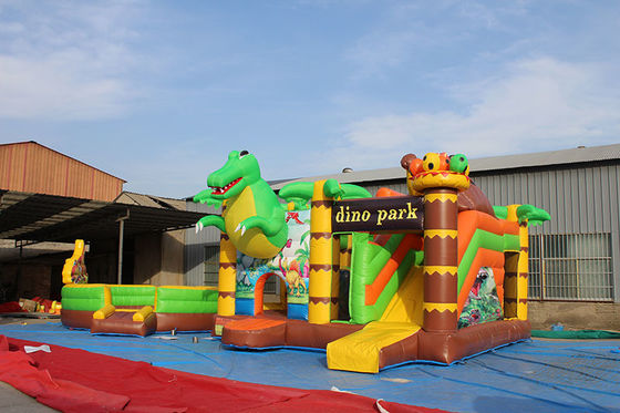 Kids Dinosaur Amusement Park Bouncy Castle with Slide Set Inflatable Dino Park Combo