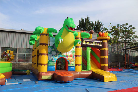 Kids Dinosaur Amusement Park Bouncy Castle with Slide Set Inflatable Dino Park Combo