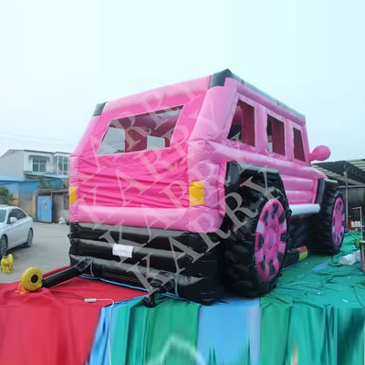 Blower With Blower PINK JEEP INFLATABLE BOUNCE HOUSE WITH SLIDE AND BOUNCER FOR TEENS