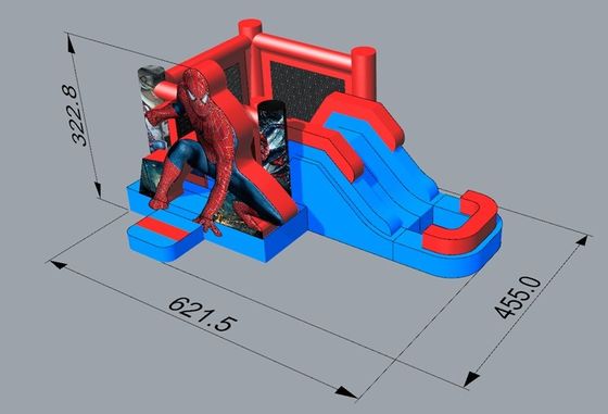 14 Years Up Superhero Spiderman Inflatable Bounce House Water Slide Pool with Pool Design
