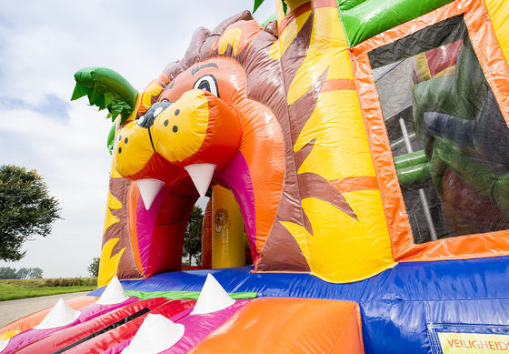 14 Years Unisex Inflatable Outdoor Jungle Lion Bouncer with Slide and Jumping Castle