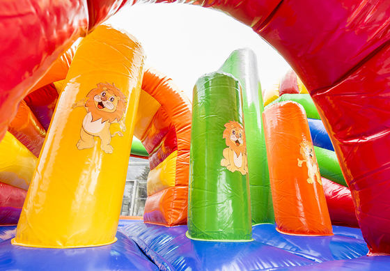 14 Years Unisex Inflatable Outdoor Jungle Lion Bouncer with Slide and Jumping Castle
