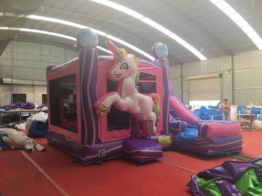 PORTABLE Bouncing Castle Combo Slide with EN71 Certification Rainbow Unicorn and Slide