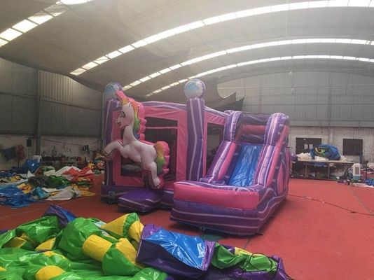 PORTABLE Bouncing Castle Combo Slide with EN71 Certification Rainbow Unicorn and Slide