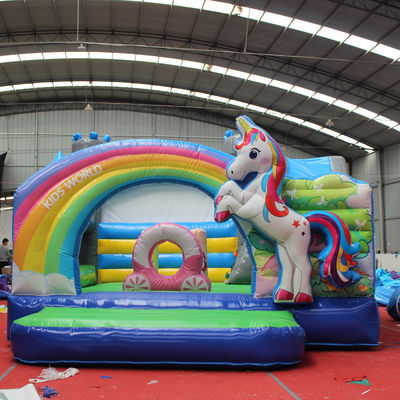 PVC Kids Inflatable Unicorn Bouncer Commercial Unicorn Castle with Included Blower