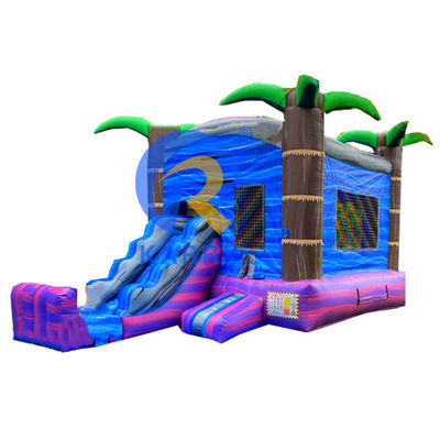 Kids Outdoor Playground Tropical Palm Tree Inflatable Castle Slide with Repair Kits
