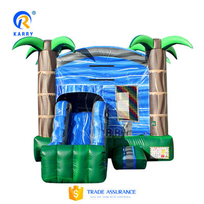 Kids Outdoor Playground Tropical Palm Tree Inflatable Castle Slide with Repair Kits
