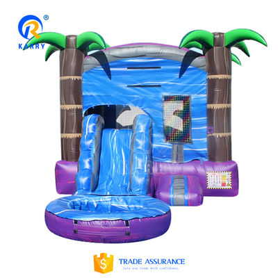 Kids Outdoor Playground Tropical Palm Tree Inflatable Castle Slide with Repair Kits