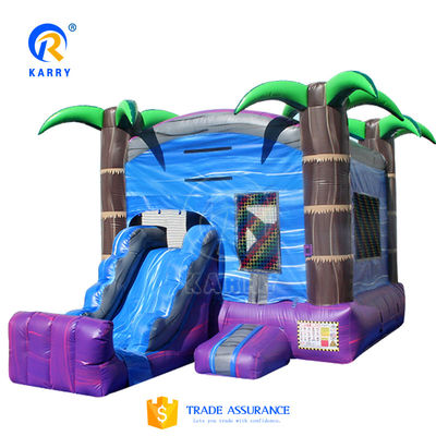 Kids Outdoor Playground Tropical Palm Tree Inflatable Castle Slide with Repair Kits