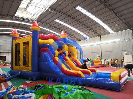 3in1 Double Lane Inflatable Bouncy Castle Slide Combo in Colorful Design for Unisex
