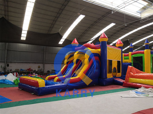 3in1 Double Lane Inflatable Bouncy Castle Slide Combo in Colorful Design for Unisex