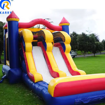 3in1 Double Lane Inflatable Bouncy Castle Slide Combo in Colorful Design for Unisex
