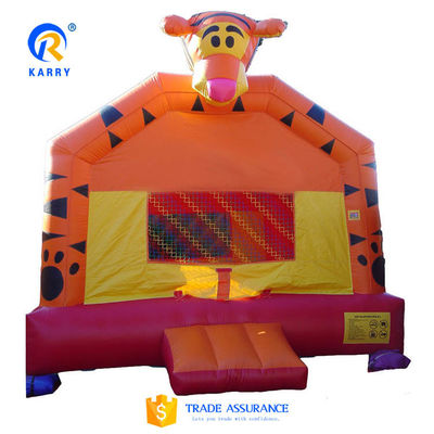 PVC Tarpaulin Cartoon Tiger Kids' Jumping Bouncy Castle with Inflatable Bouncer Slide