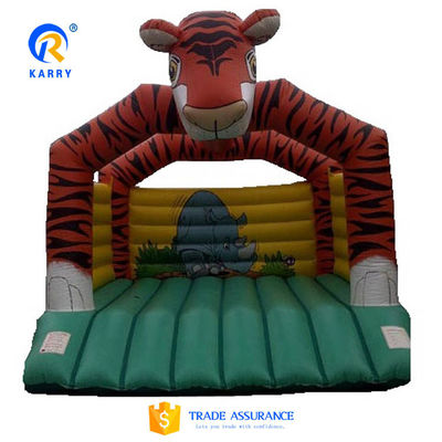 PVC Tarpaulin Cartoon Tiger Kids' Jumping Bouncy Castle with Inflatable Bouncer Slide