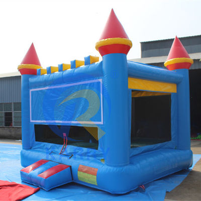 Customized Color Inflatable Bounce House Castle Jumper with Basketball Hoop Green Blue
