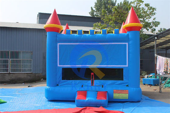 Customized Color Inflatable Bounce House Castle Jumper with Basketball Hoop Green Blue