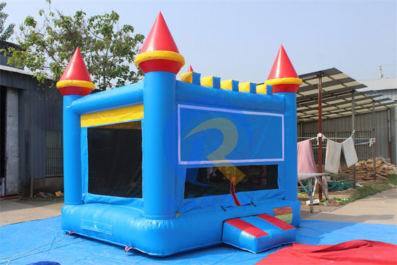 Customized Color Inflatable Bounce House Castle Jumper with Basketball Hoop Green Blue