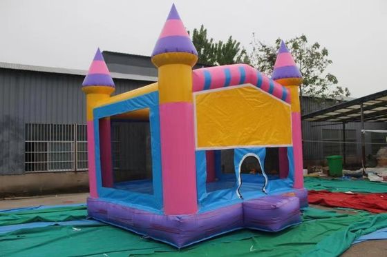 Customized Color Inflatable Bounce House Castle Jumper with Basketball Hoop Green Blue