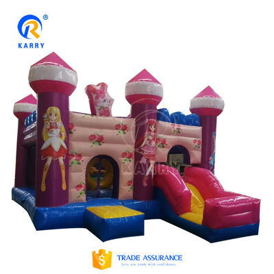 Girls Pink Cartoon Bala Magic Fairy Inflatable Bouncer Castle with Slide 6*4*3.5m Size