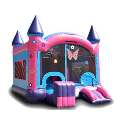 Girls Pink Cartoon Bala Magic Fairy Inflatable Bouncer Castle with Slide 6*4*3.5m Size