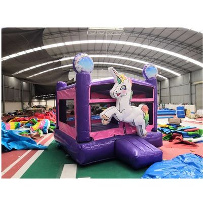 Digital Printing Rainbow Unicorn PVC Inflatable Purple Castle Commercial Bouncy Castle