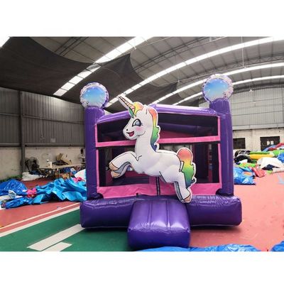 Digital Printing Rainbow Unicorn PVC Inflatable Purple Castle Commercial Bouncy Castle