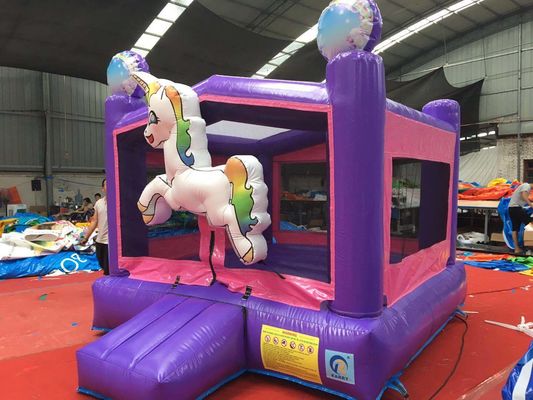 Digital Printing Rainbow Unicorn PVC Inflatable Purple Castle Commercial Bouncy Castle