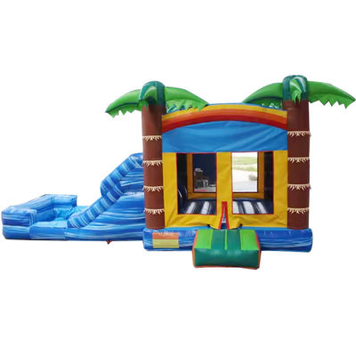 Unisex Palm Tree Inflatable Jumping Castle Bouncy Castle with Pool and Jumping Area