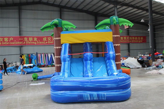 Unisex Palm Tree Inflatable Jumping Castle Bouncy Castle with Pool and Jumping Area