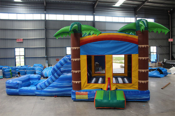 Unisex Palm Tree Inflatable Jumping Castle Bouncy Castle with Pool and Jumping Area