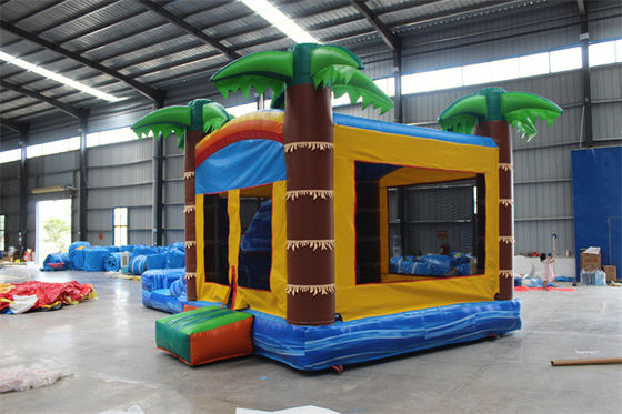 Unisex Palm Tree Inflatable Jumping Castle Bouncy Castle with Pool and Jumping Area