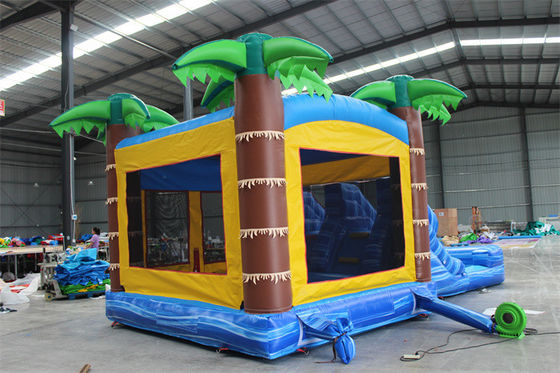 Unisex Palm Tree Inflatable Jumping Castle Bouncy Castle with Pool and Jumping Area