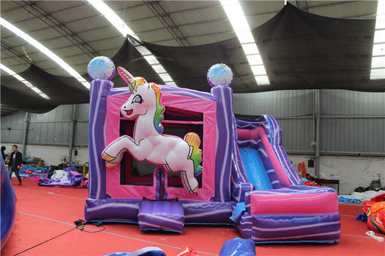 5x5m Inflatable Rainbow Unicorn Bouncy Castle Slide Combo Customized Color Collection