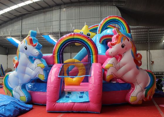 Commercial Party Rental 5x5.5m Inflatable Bouncy Castle with Slide Unicorn