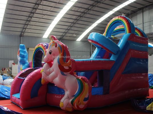 Commercial Party Rental 5x5.5m Inflatable Bouncy Castle with Slide Unicorn